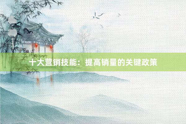 十大营销技能：提高销量的关键政策